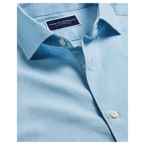 Charles Tyrwhitt Cutaway Collar Denim Shirt - Light Blue